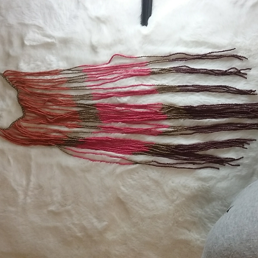 Forever 21 Pink/Orange Cascading Statement Necklace Long
